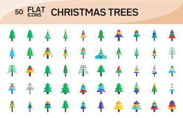 Fototapeta na wymiar Christmas Icons Christmas Tree Flat icons. Vector illustration in modern Flat style of Christmas icons, Flat Christmas Icons, Isolated on white background, Pixel Perfect Christmas Tree Icons