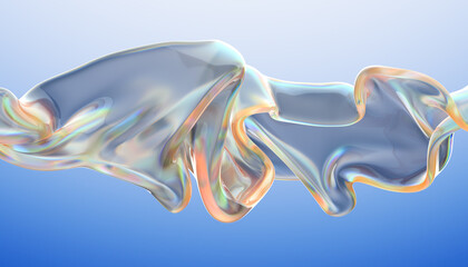 Obraz na płótnie Canvas Transparent glossy glass ribbon. Curved wave in motion. 