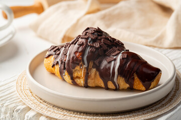 Double Chocolate Croissants in white plate