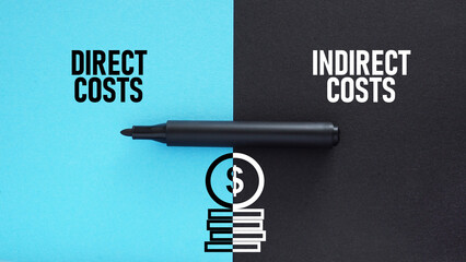 Direct costs or indirect costs are shown using the text and picture of coins