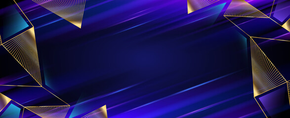 Blue and Gold Award Background: Polygonal Shape with clean Design. Elegant Blue and Golden Award Background for a Memorable Celebration. Slant Golden and blue lines Modern Award Background.