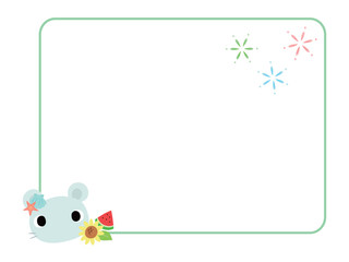 動物の夏フレーム　ネズミ