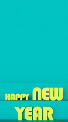 3d rendering of green stage with happy new year text vibrant green color