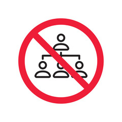 Prohibited company structure vector icon. No Hierarchy icon. Forbidden Organization chart icon. No Flow chart vector sign. Warning, caution, attention, restriction, danger flat sign design.
