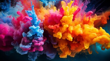 The burst of color as a paintbrush is dipped into a palette, releasing a vibrant trail of liquid creativity