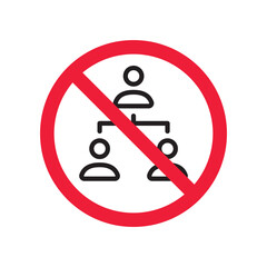 Prohibited company structure vector icon. No Hierarchy icon. Forbidden Organization chart icon. No Flow chart vector sign. Warning, caution, attention, restriction, danger flat sign design.