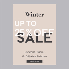 Winter up to sale 25% off discount promotion poster