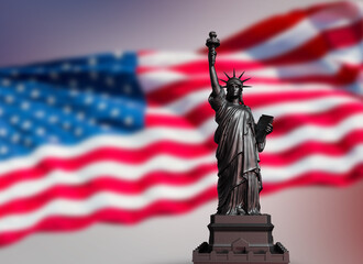 black statue of liberty on USA flag
