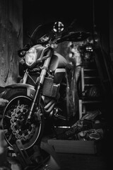 Fototapeta na wymiar Abandoned Dusty Motorcycle 