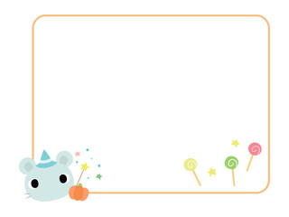 動物のハロウィンフレーム　ネズミ