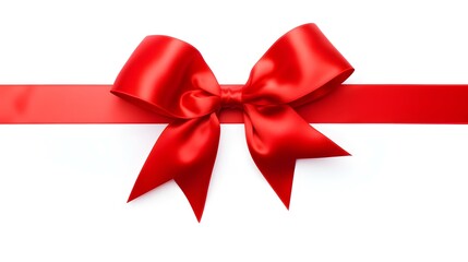 Red Gift Ribbon with a Bow on a white Background. Festive Template for Holidays and Celebrations
