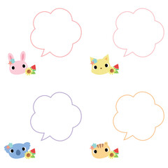 夏の動物　吹き出し付　イラストセット1