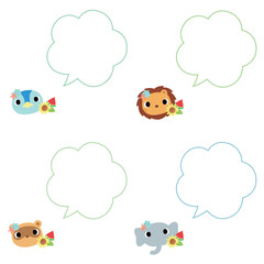夏の動物　吹き出し付　イラストセット3