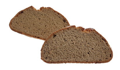 Rye Integral bread slices isolated on white, clipping path