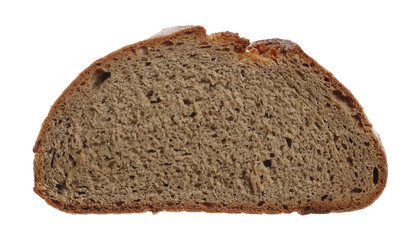 Rye Integral bread slice isolated on white, clipping path