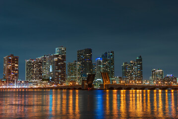 Fototapeta na wymiar Night view of Miami downtown at night 