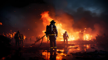 firefighters fighting fire, climate emergency,  Drones try to put out a large wood fire