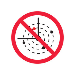 Prohibited radar vector icon. No radar icon. Forbidden radar icon. Warning, caution, attention, restriction, danger flat sign design. detector symbol