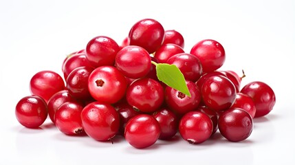 Image of a bunch of cranberries on a white background.