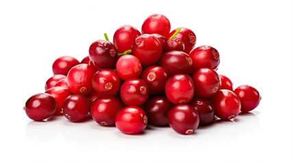 Image of a bunch of cranberries on a white background.