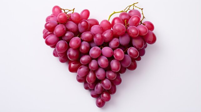 Image of a bunch of pink grapes in the shape of a heart.