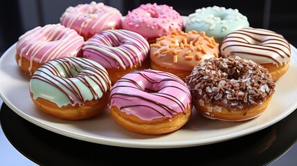 Obraz na płótnie Canvas Colorful donuts on a plate