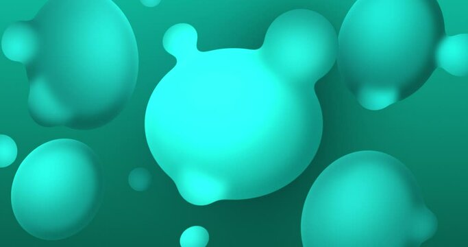 fluid metaball animation. Floating abstract lava bubbles. Motion design. Smooth animation of bubbles, sky Blue color Turquoise Metaball Shapes.