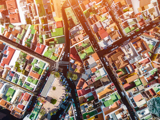blue water ocean shore, small cozy village Punta Brava, Tenerife, Canary aerial