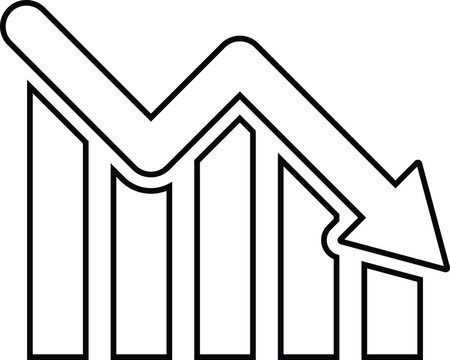 Line loss icon vector isolated on white background . Line recession decrease chart icon