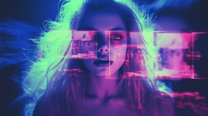 Retro VHS style girl. Generative AI