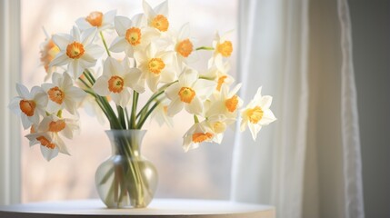 Triandrus Daffodils captured in a soft, diffused light, creating an atmosphere of tranquility and timeless elegance