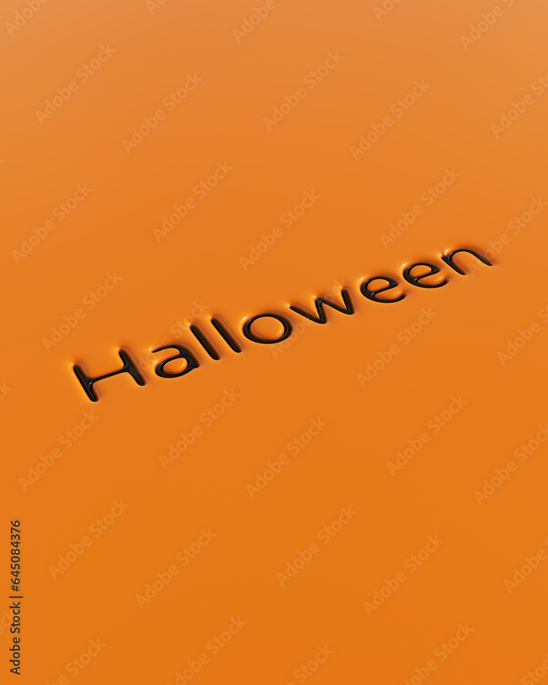 Fototapete black halloween typography typescript orange background soft round depressed shiny plastic 3d illust