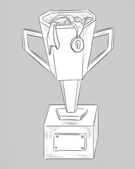 winner cup black and white sketch, game art