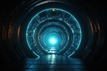 Fototapeta na wymiar Futuristic star gate portal, time travel concept