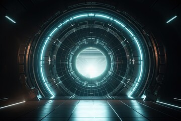 Futuristic star gate portal, time travel concept