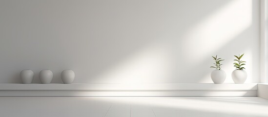 White wall with shadows and stylish lights.