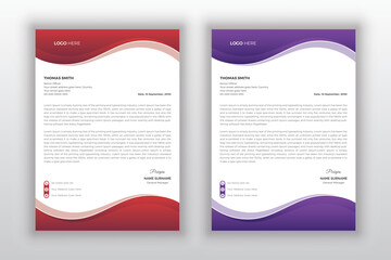 Obraz premium Modern Creative & Clean business style letterhead template design with 2 color variation bundle. Corporate letterhead template design for your project, vector design, editable layout...