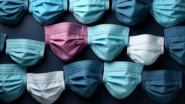 Medical mask, respiratory protection against viruses and SARS-CoV-2, epidemic concept