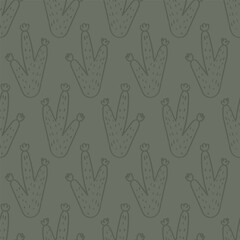 Vector seamless pattern with cactus.Tropical jungle cartoon leaf.Pastel plant background.Cute natural pattern for fabric, childrens clothing,textiles,wrapping paper.