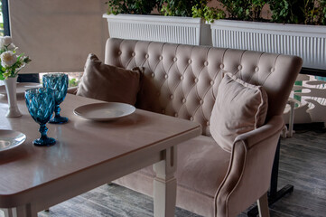 Interior in cafe, restaurant. Cozy decor