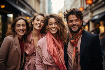 Obraz premium Friends with a fashion-forward edge, effortlessly posing and laughing together