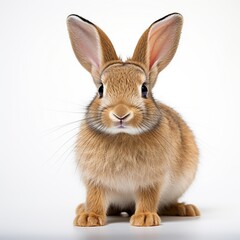 Cute rabbit animal sitting white background