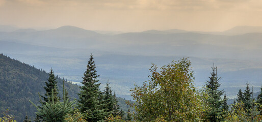 mountain landscape in the Canadian forest in the province of Quebec