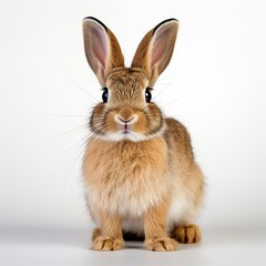 Fototapeta premium Cute rabbit animal sitting white background