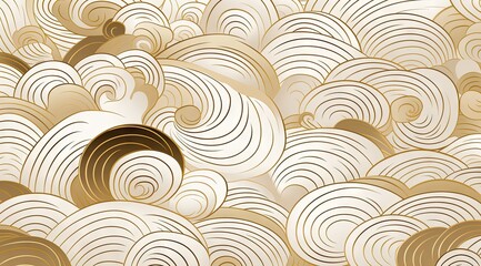 a white and golden geometrical pattern with a wave or spiral Generative Ai