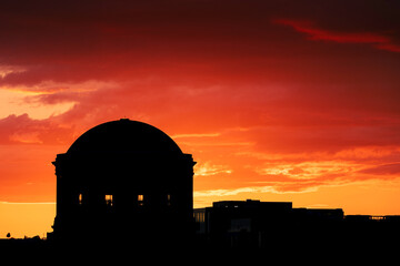 sunset over the city