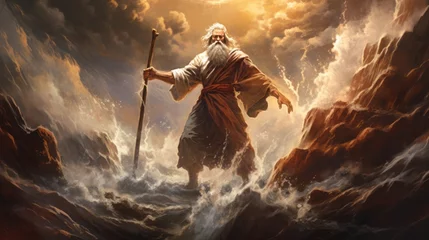 Poster moses parts the sea, biblical illustration , 16:9 © Christian