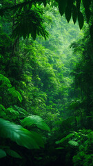 A panoramic shot of a serene rainforest - AI Generative
