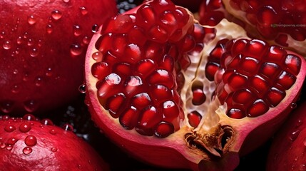 Macro photo of pomegranates.