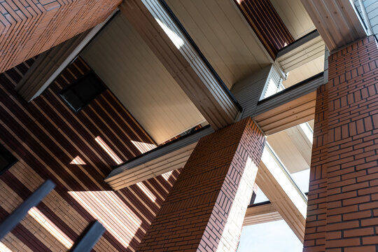 details of exterior of modern brick building